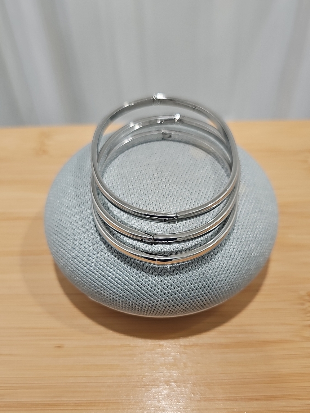 Sterling-Style Silver Stacked Bangle Bracelet Set - 3 Pieces